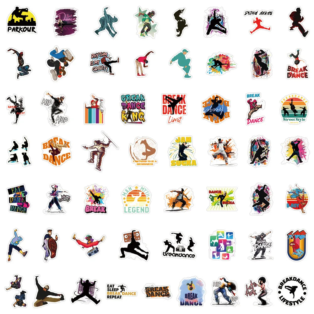 55/110PCS Breakdance Cartoon Graffiti Stationery Notebook Stickers Car Luggage Bottle Stickers