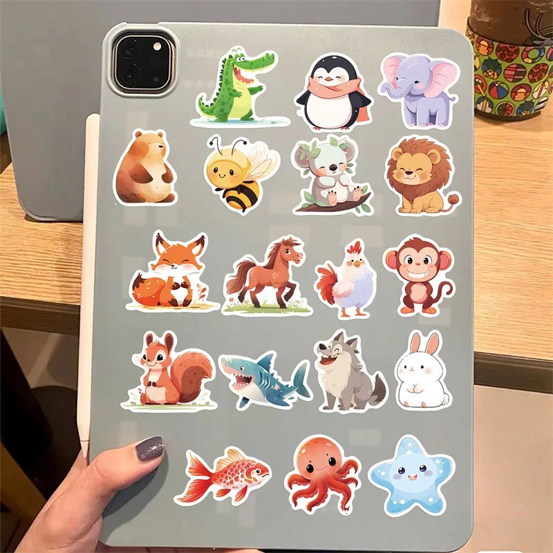 10/30/50PCS Cartoon Smile Animal PVC Sticker Aesthetic Decoration Scrapbooking Korean Stationery School Supplies for Kids