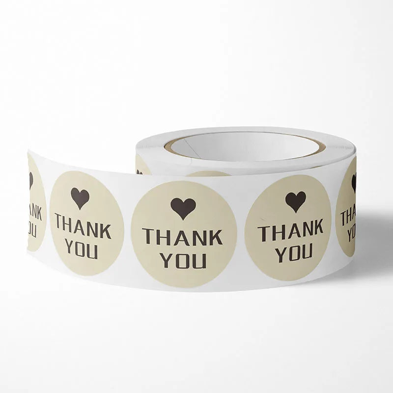 500Pcs Kraft Paper Handmade with Love Thank YOU Stickers DlY Decoration Label Perfect For Adorn Gifts and Baking Sealing