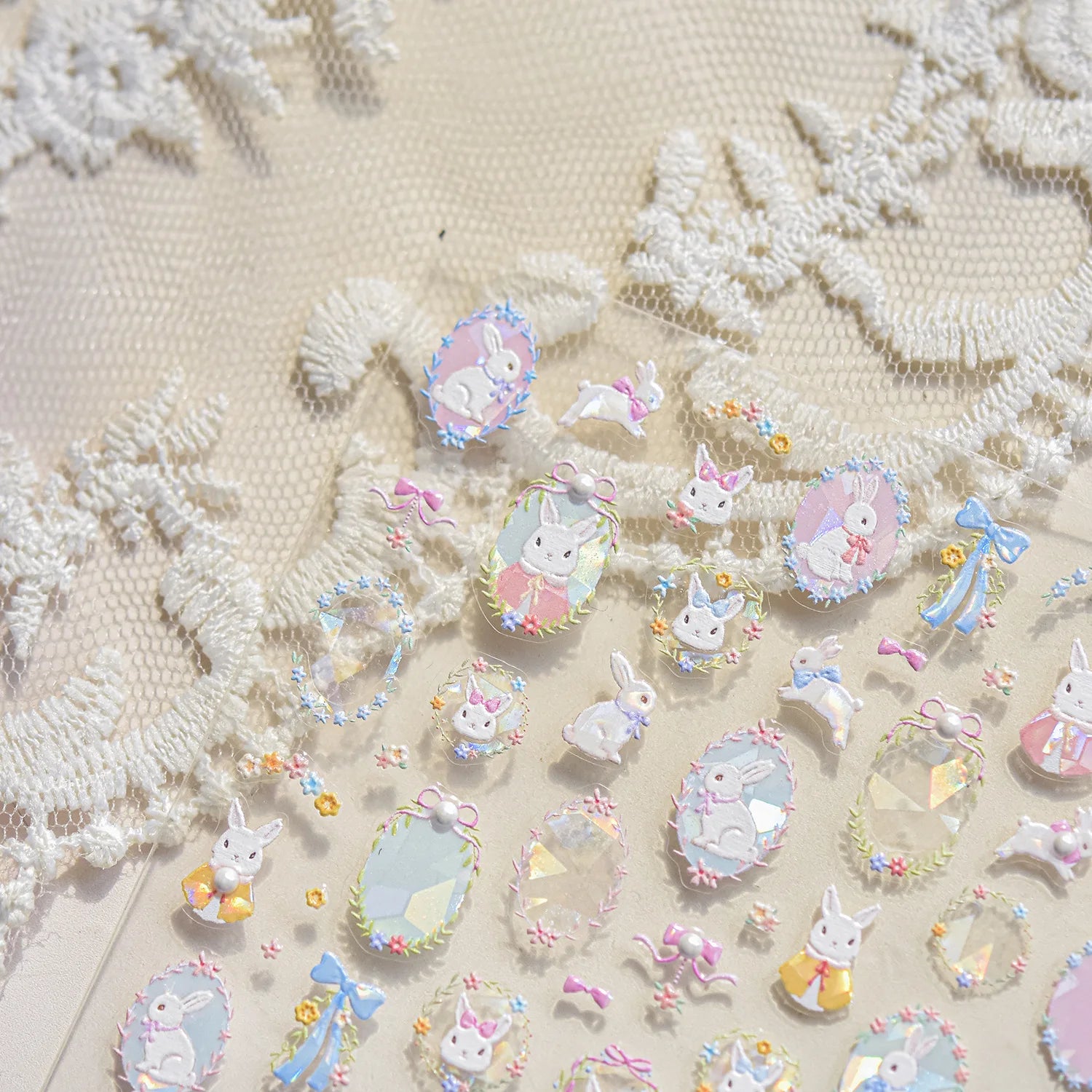 5D Crystal Diamond Nail Stickers Flower Butterfly Little Rabbit Nails Art Accessories Stickers DIY Self Adhesive Manicure Decals