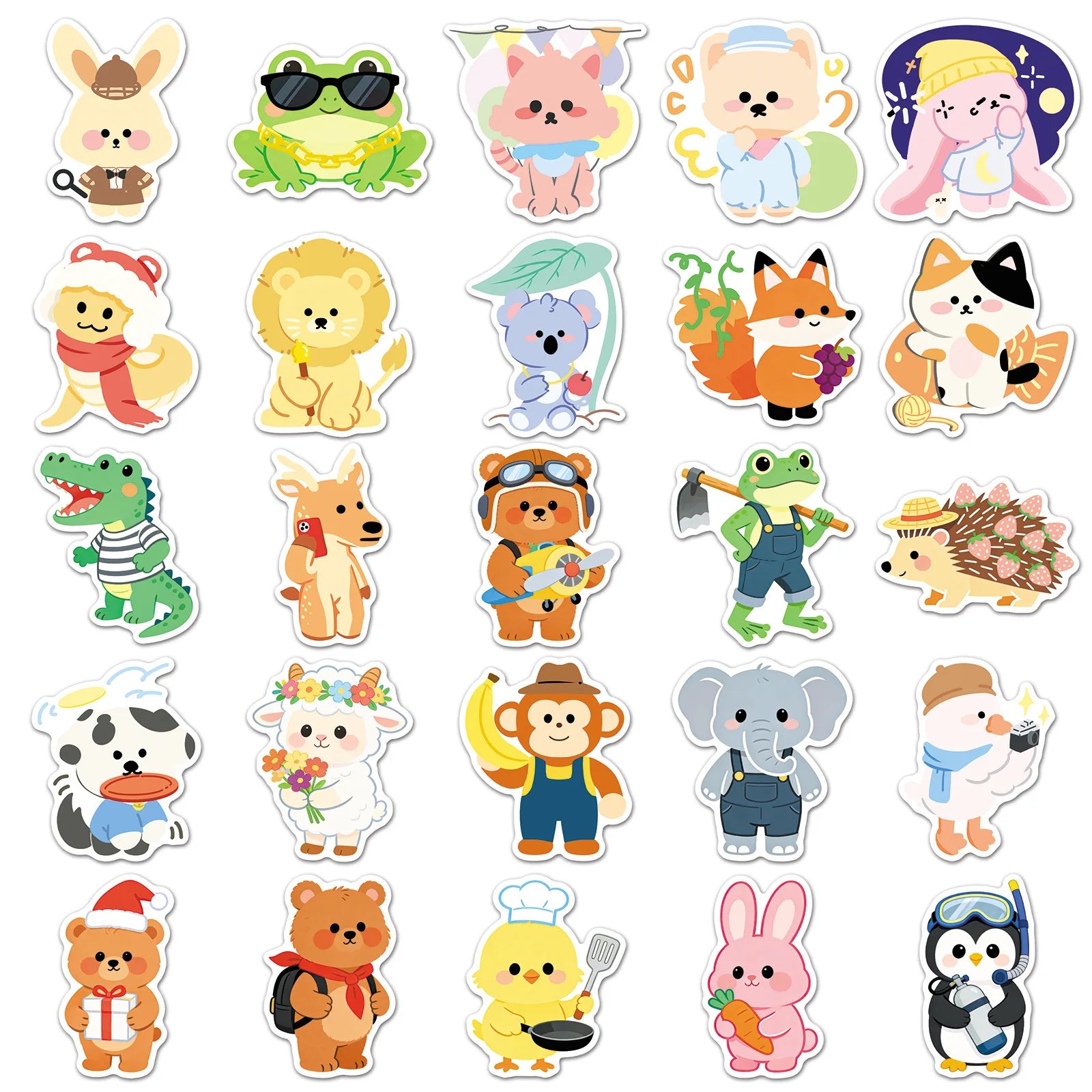50/100PCS Graffiti Small Animal Stickers Cute Hand drawn Cartoon Waterproof Decoration Handheld Stationery Stickers