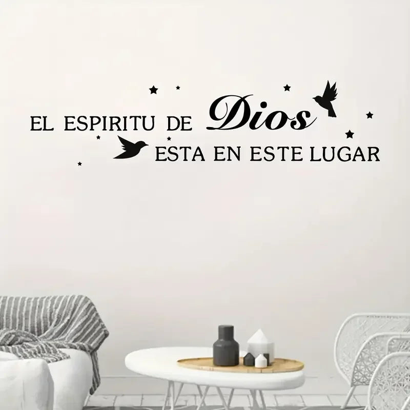 1pc Vinyl Wall Stickers, "The Spirit of God Is In This Place" Text Pattern Self-Adhesive Wall Decals, Home Decor Bedroom Entrywa