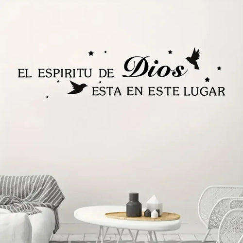 1pc Vinyl Wall Stickers, "The Spirit of God Is In This Place" Text Pattern Self-Adhesive Wall Decals, Home Decor Bedroom Entrywa