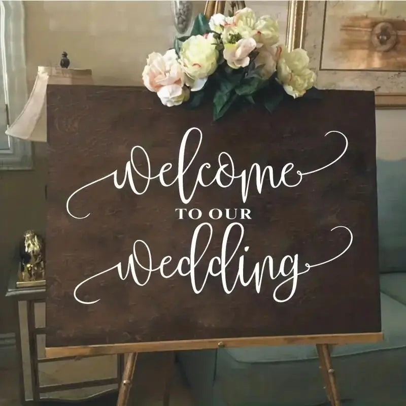 1pc, Wedding Welcome Mirror Vinyl Sticker, Wedding Party Decor, Wedding Sign, Vinyl Mural, Wedding Decor, Wedding Supplies