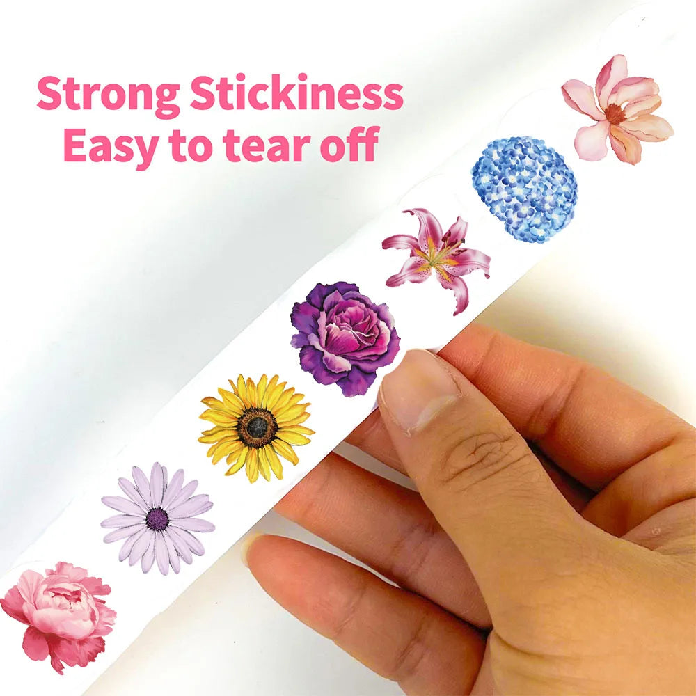 500PCS Flower Roll Stickers Nostalgia Skateboard Collage Fashion Phone Coffee Scrapbook For Fashion Luggage Decoration Sticker