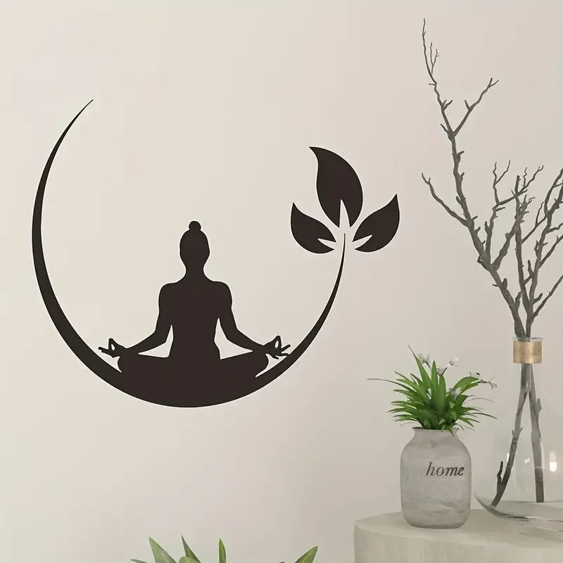 1pc Wall Sticker With Yoga Pattern, For Bedroom/ Living Room/ Wall Decoration