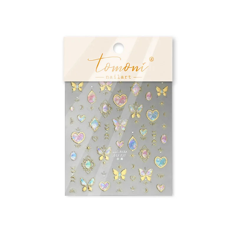 Gold Scepter Frames Nail Art Stickers Lavish Jewel Crown Patterns 5D Metal Nail Sticker Self Adhesive Manicure Decorat Decal DIY