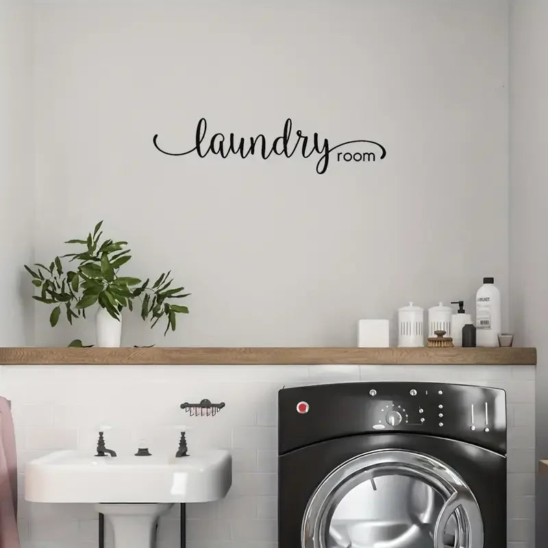 Laundry Room Decal, Washer Dryer Room Door Vinyl Sign, Home Decor Sticker Quote, Stylish Laundry Wall Decal