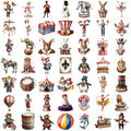 50/100PCS Transparent PET Cartoon Circus Sticker Pack Waterproof Transparent Decorative Guitar Notebook Stationery Stickers