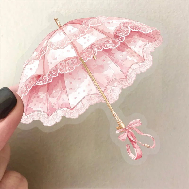 50PCS Cartoon Pink PET Sticky Sticker Aesthetic Korean Stationery DIY Decoration Scrapbooking School Supplies for Kids