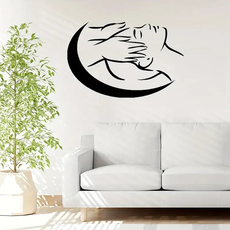 A Modern Vinyl Wall Decal for Head Massage - a Relaxing Silhouette Sticker for Tranquil Salon And Spa Decor, Easy to Apply