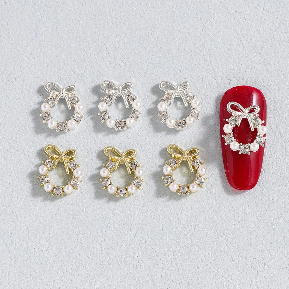 Luxury Stacked Nail Arts Accessories Mini Heart-shaped Axe-shaped Designs Nail Charms Pearl Rhinestones For 3D Nails Decorations