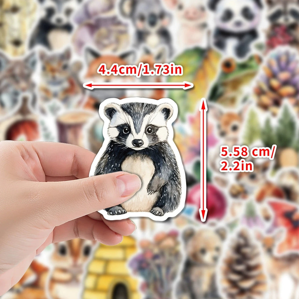 50/100PCS Cute Watercolor Animal Graffiti Stickers, Water Cup Phone Waterproof Cartoon Stickers