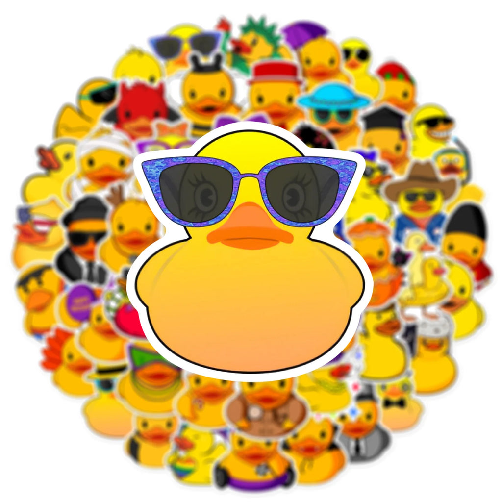 50pcs Duck Stickers,Cute Yellow Duck for Water Bottles,Duck Helmet Stickers