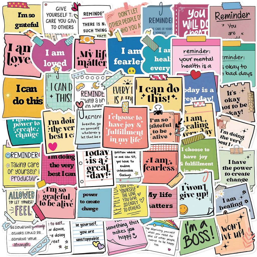 50pcs Self-adhere Motivational labels Cartoon Graffiti Stickers Phone Guitar Laptop Notebook Suitcase Water Bottle Waterproof