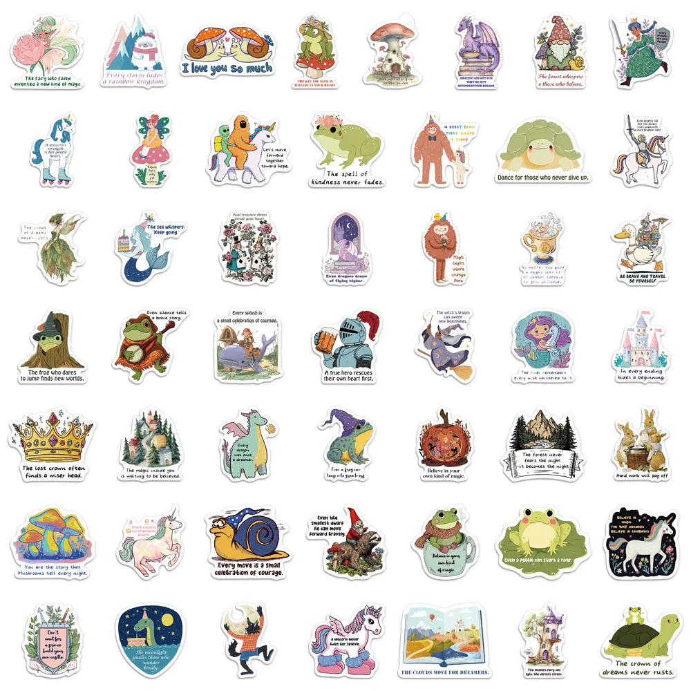50PCS Fairy Tale Inspirational Creative Sticker Set Brochure Handheld Account Phone Case Computer Laptop Waterproof Stickers