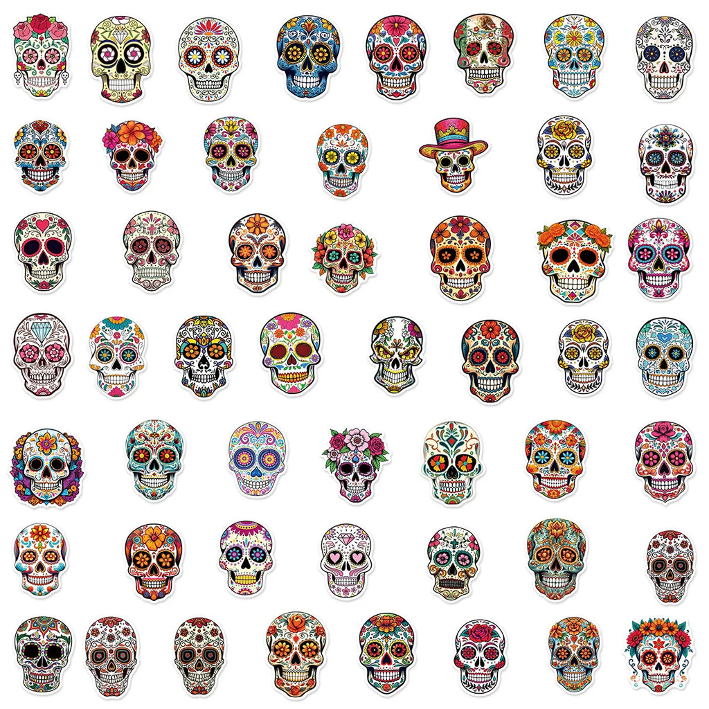 50/100 Pcs Cartoon Skull Grimace Doodle Stickers for Suitcase Notebook Skate Guitar Helmet Waterproof Decals
