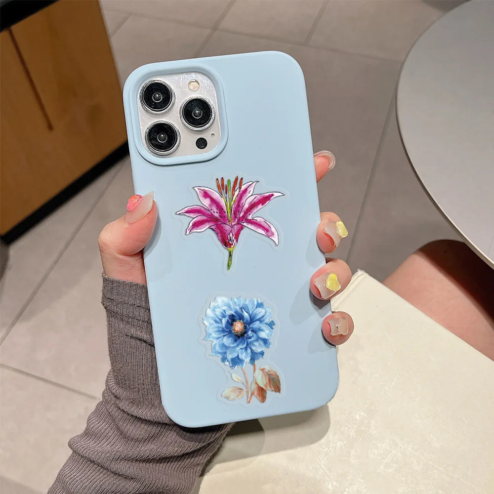 63/126PCS Transparent PET Flower Personalized Graffiti Stickers for Luggage, Water Cups, Scooter Stickers