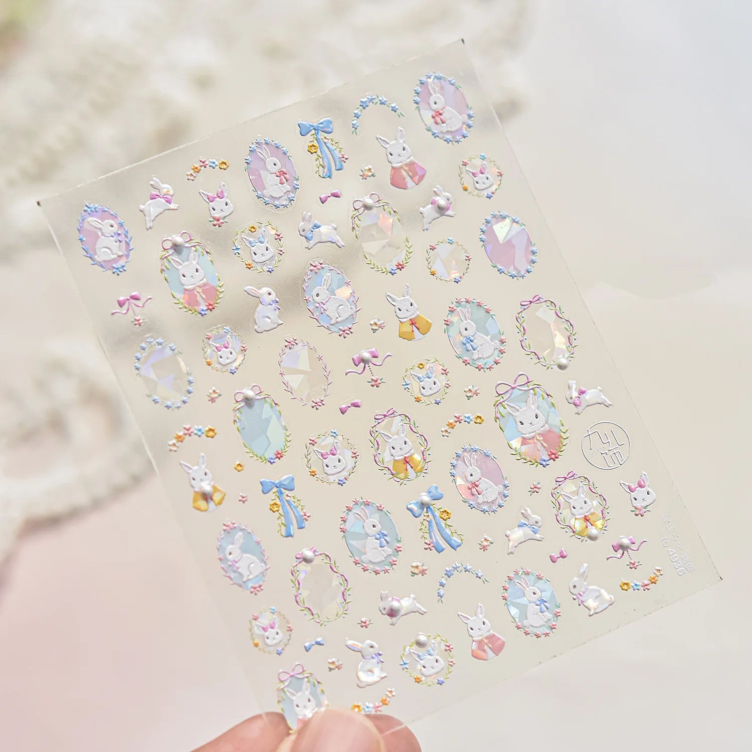 5D Crystal Diamond Nail Stickers Flower Butterfly Little Rabbit Nails Art Accessories Stickers DIY Self Adhesive Manicure Decals