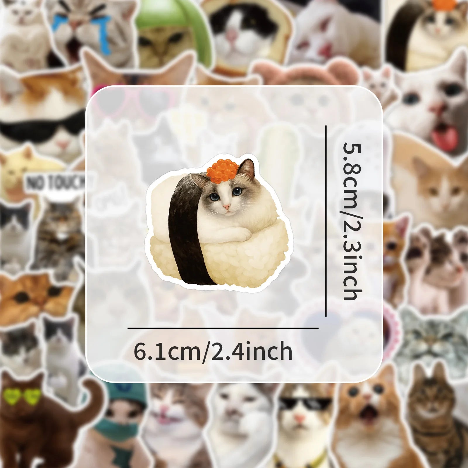 50/100PCS Funny Cat Stickers Cute Animal Decoration Computers Mobile Phone Rewards Stationery Notebook Stickers
