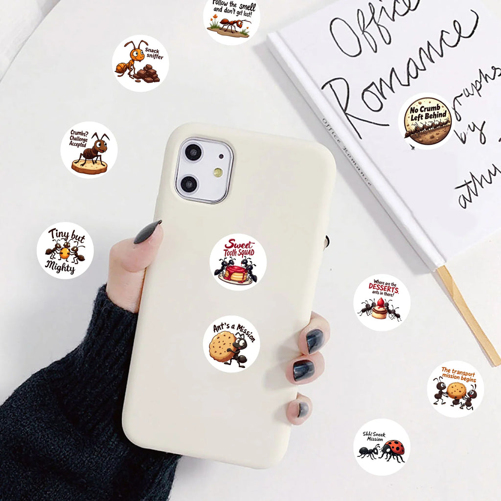 1Roll(500Pcs) The Ant Kingdom of Unity and Collaboration Stickers 2.5cm/1.0'' 10 Designs Decals Diy Adorn Gifts Sealing Labels