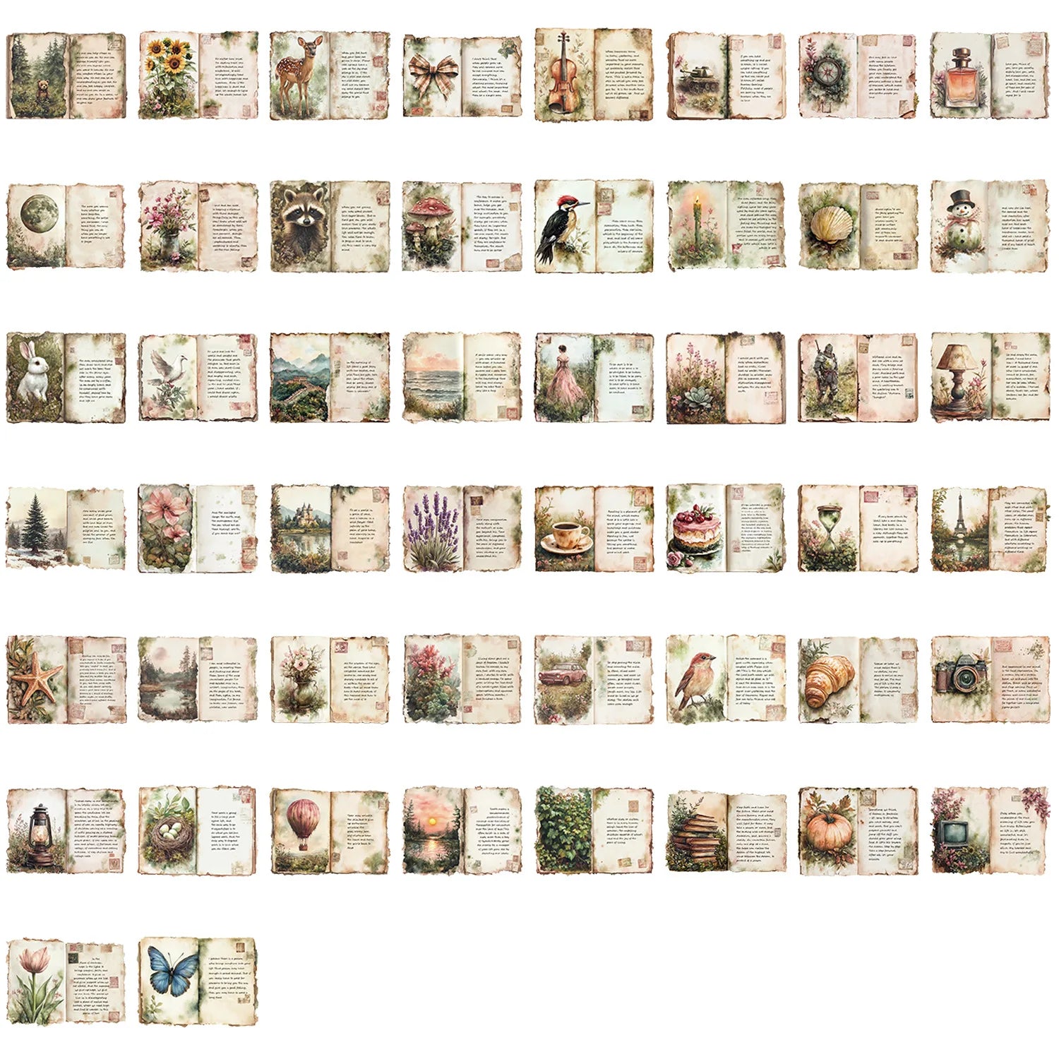 50/100 PCS Transparent PET Retro Watercolor Diary Sticker Pack Waterproof Decorative Guitar Notebook Water Cup Stickers