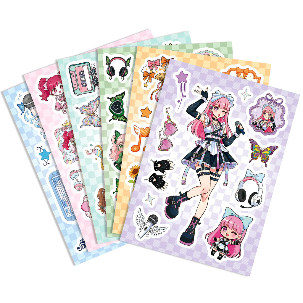 6/12/18Pcs Anime Idol Girl Make A Face Puzzle Stickers, Creative Stationery Decals for Desk Wall Notebook Room Decor