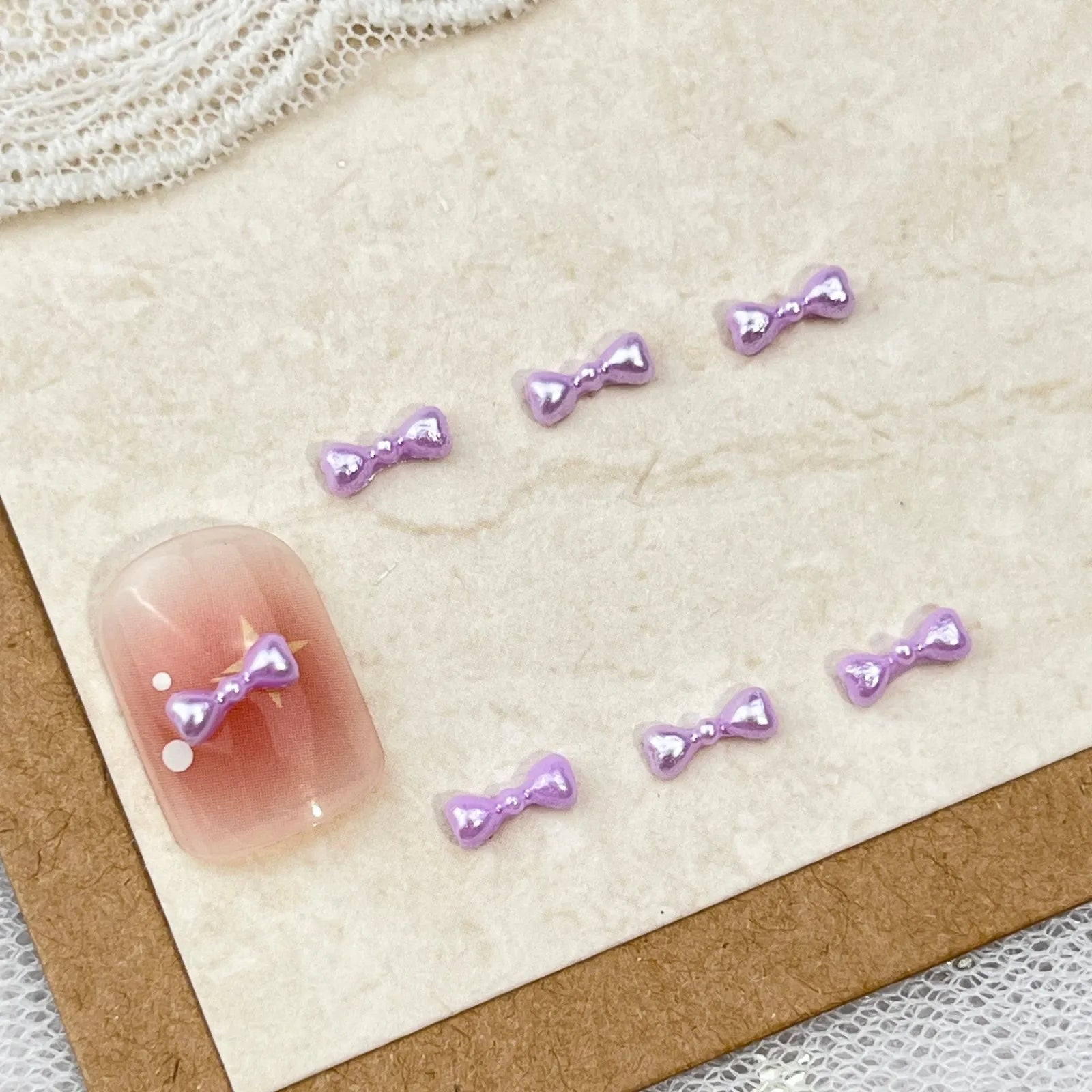 10pc Cute 3D Resin Pearl Bow Nail Art Charms Macaron Imitation Japanese Preal Bowknot Ribbon Nail Decorations DIY Nail Accessory