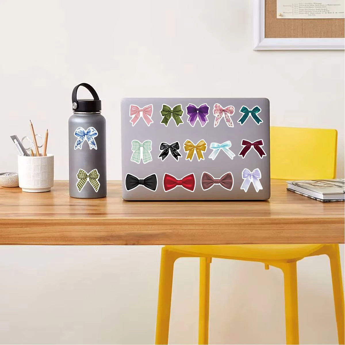 50PCS Cute Bow Sticker Guitar Y2K Fashion Skateboard Wall Bar Cafe Living Phone Bicycle Guitar Waterproof Graffiti Stickers