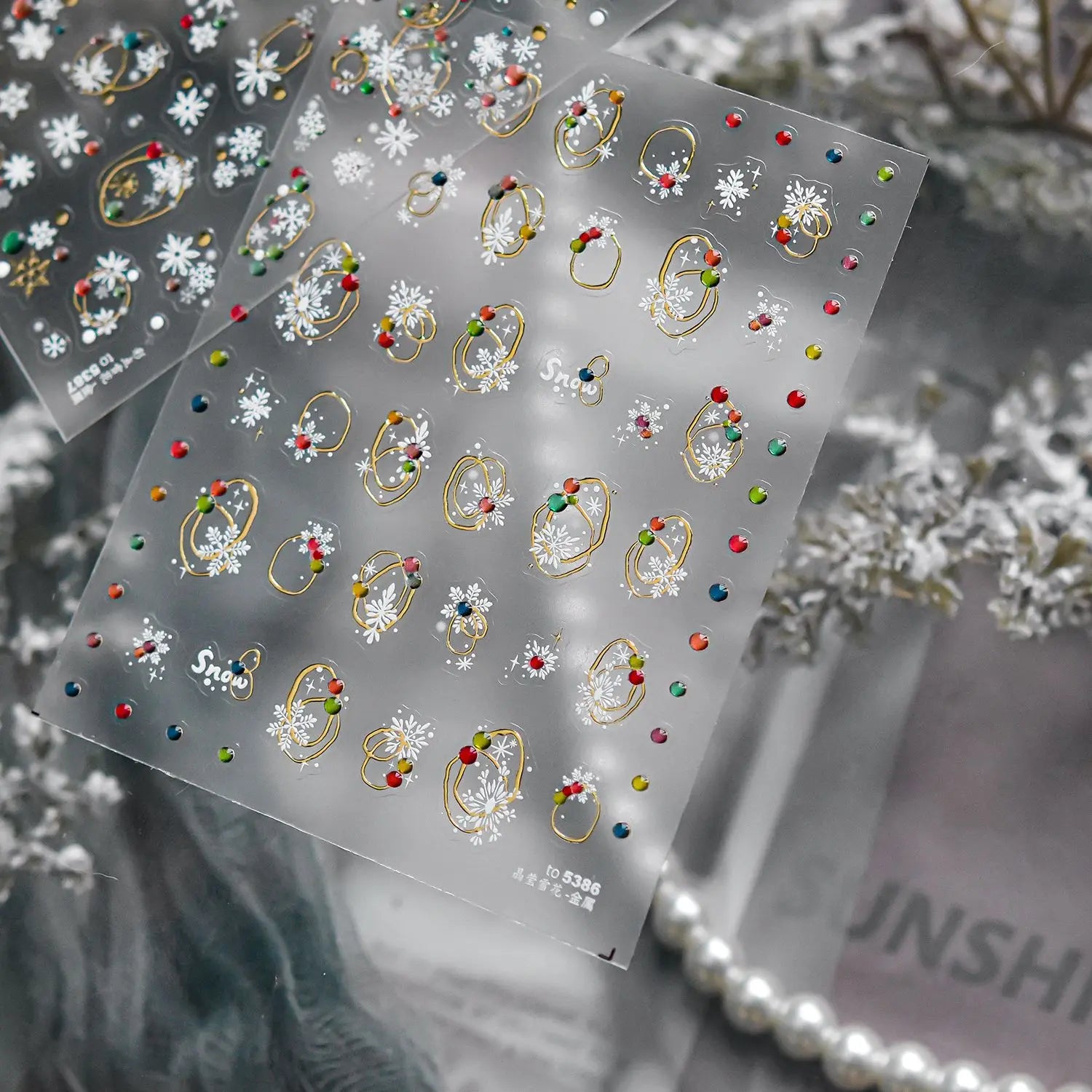 Christmas Hot Stamping Nail Stickers Exquisite Color Dots Snowflake Nails Art Decorations Stickers DIY Back Glue Manicure Decals
