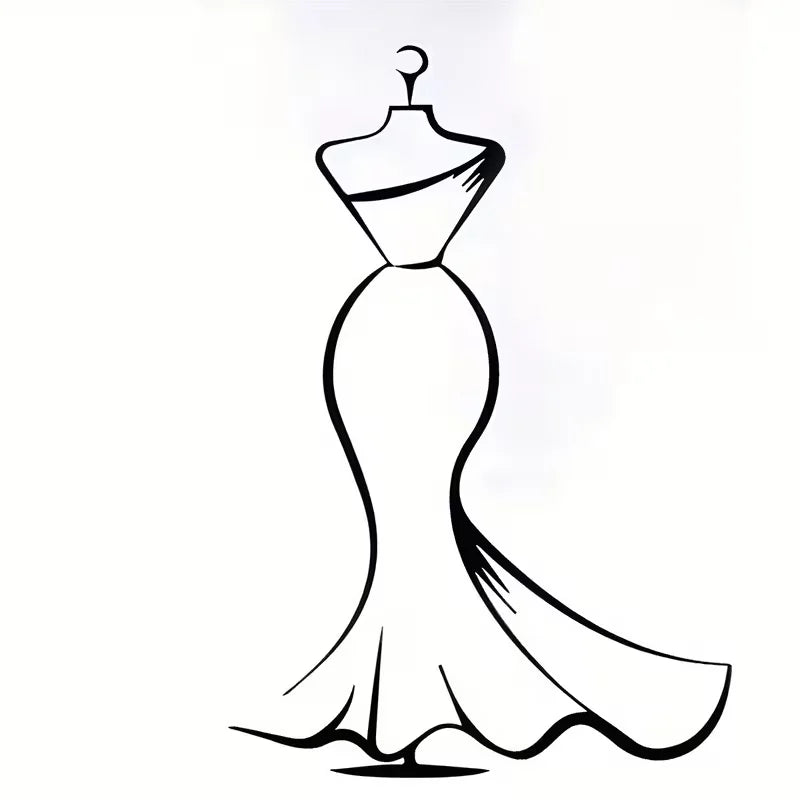 Elegant Black Silhouette Wall Decal - Modern Minimalist Female Figure Line Art, Removable Self-Adhesive Sticker for Studio, Dres