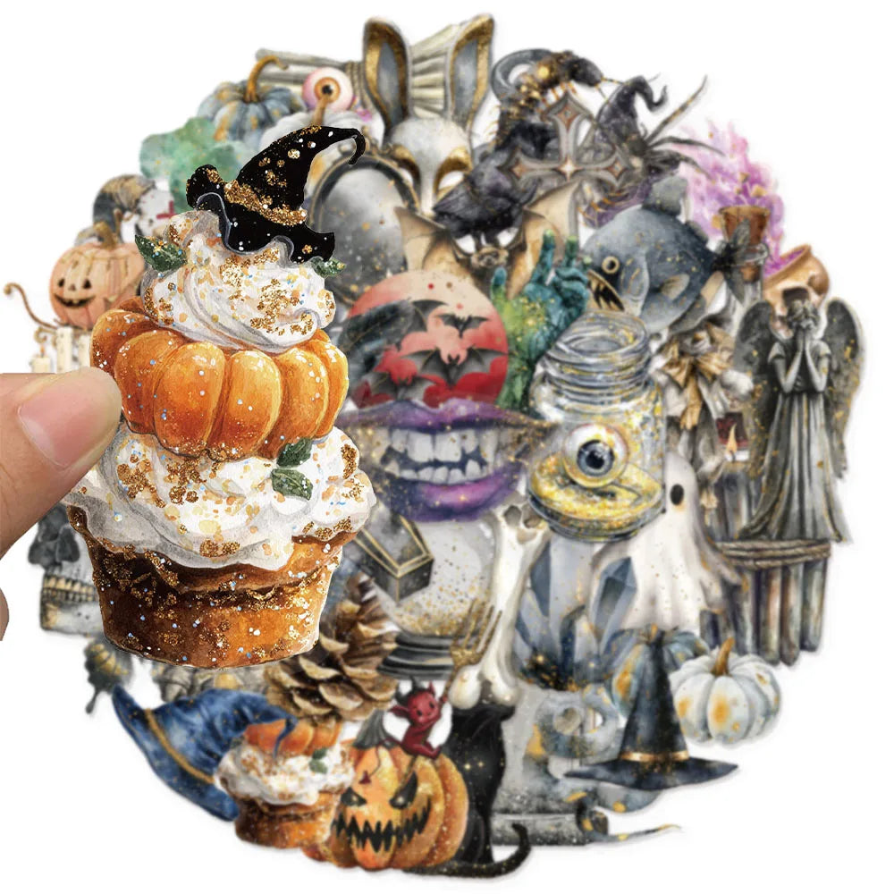 50PCS Horror Halloween Witch Stickers Witch DIY Stickers Scrapbook Mobile Tablet Toy Stickers