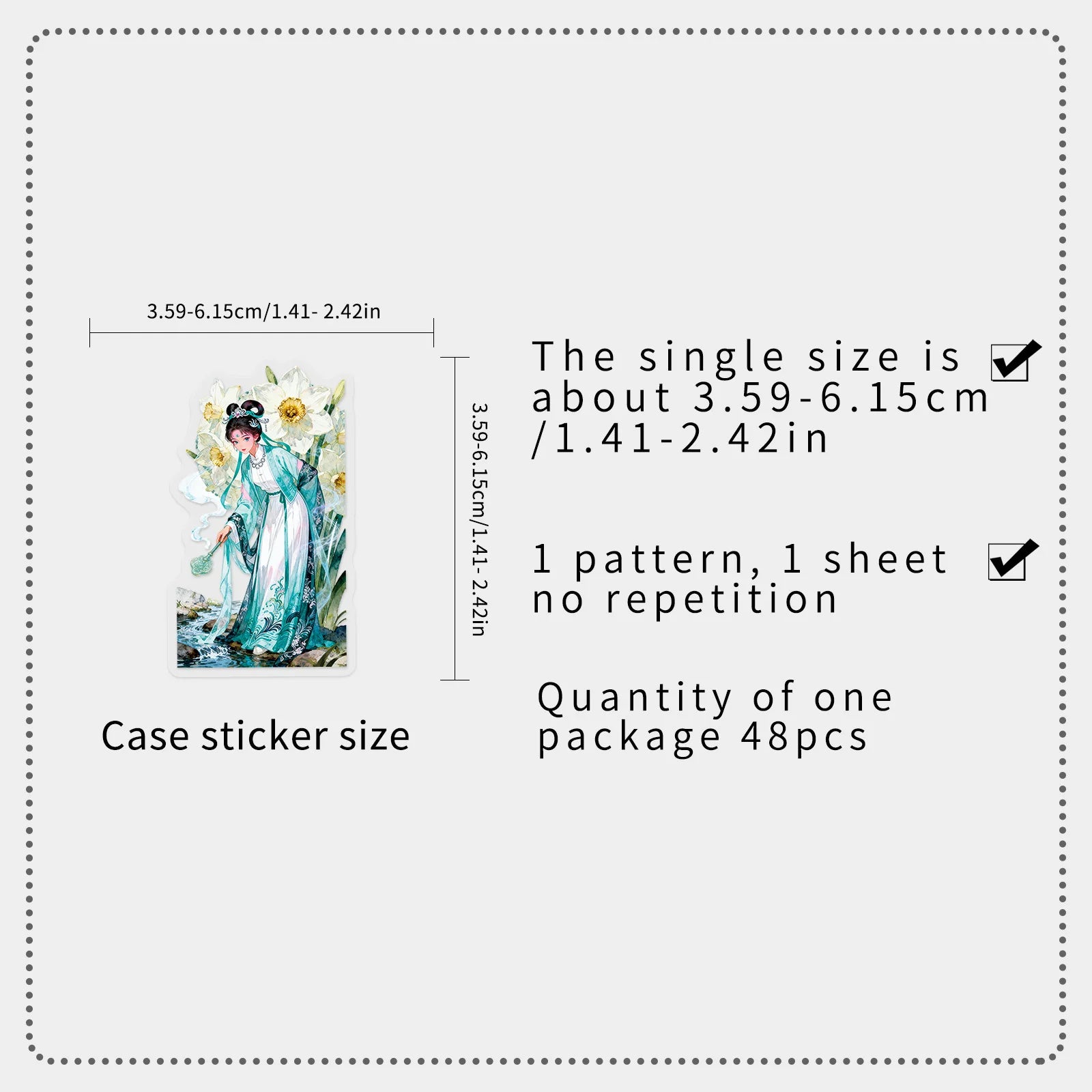 50/100PCS Transparent Stickers Cartoon Girl Hanfu Exquisite PET Notebook Account Stationery Stickers