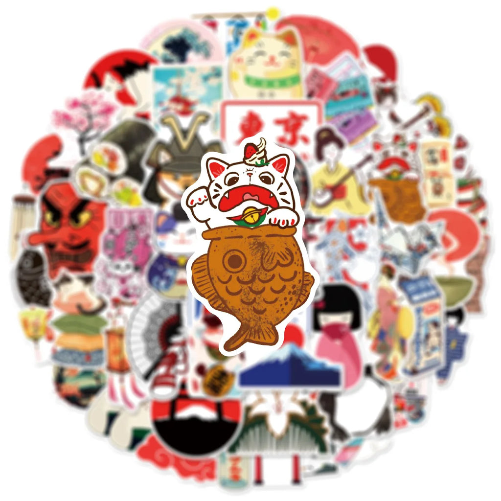 50 Cartoon Japanese Fresh Graffiti Stickers Creative Waterproof Decoration DIY Computer Notebook Children Stationery Stickers