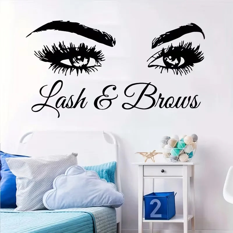 1pc Lash & Brows Wall Decal, Artistic Eye Design, Removable PVC Sticker For Bedroom, Living Room, Hallway, Window Display, Decor