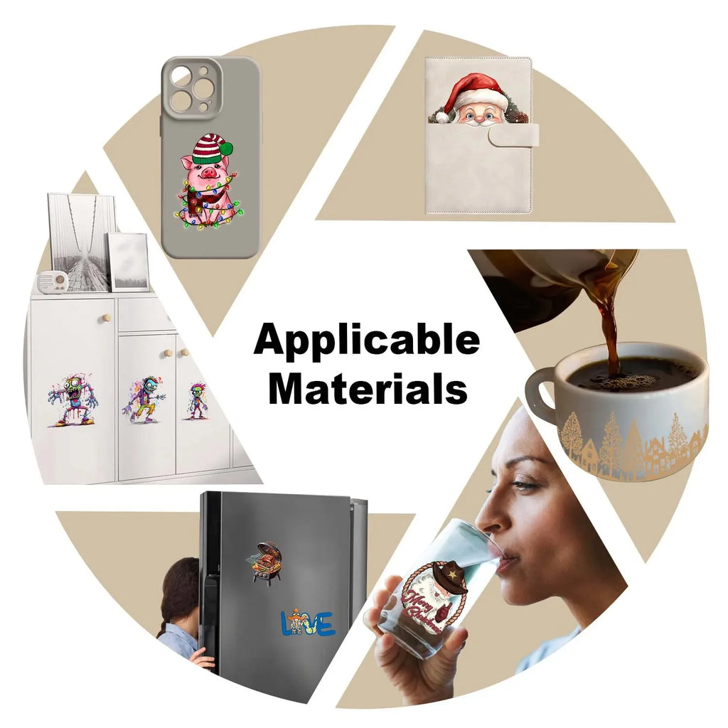 5 sheets of Animal,UV grade waterproof and scratch-resistant self-adhesive paper,3D crysta for DIY mugs,water bottles,glass cups
