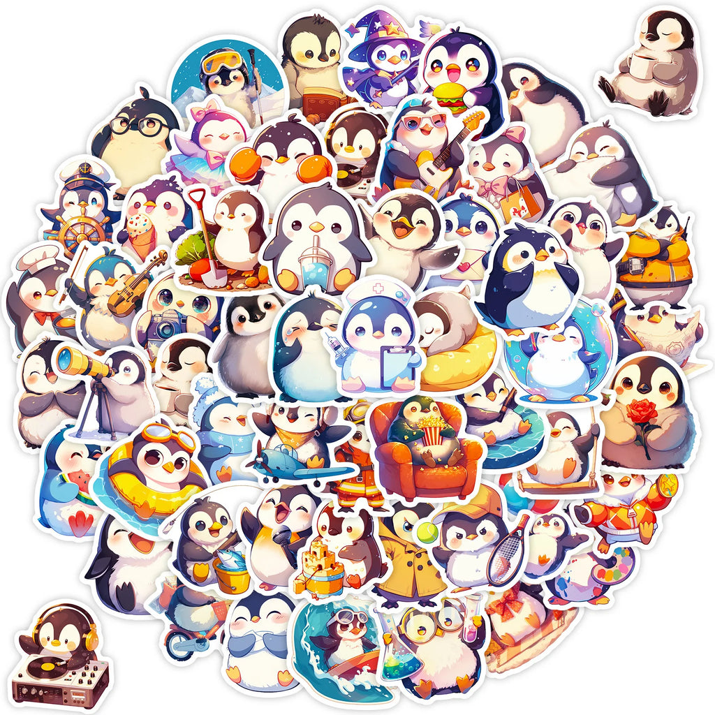 56/112 Pcs Cute Penguin Outdoor Travel Cartoon Stickers for Reward Stationery Box Thermos Phone Case Suitcase Helmet Piano