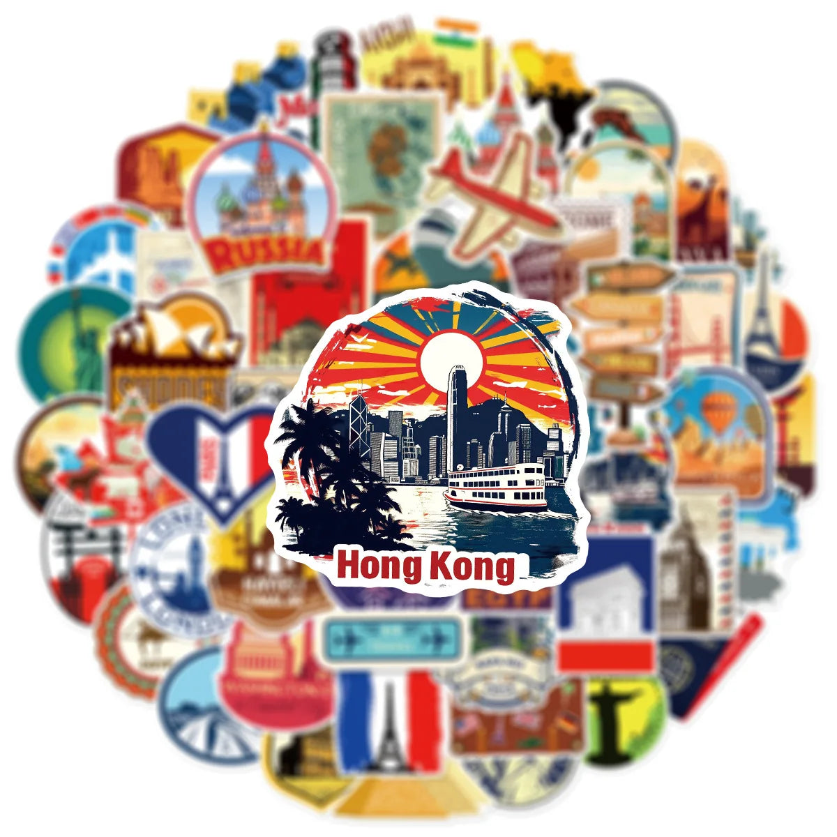 50/100PCS Cartoon World Travel Graffiti Stickers Luggage Car Notebook Skateboard Phone Waterproof Stationery Decor Sticker