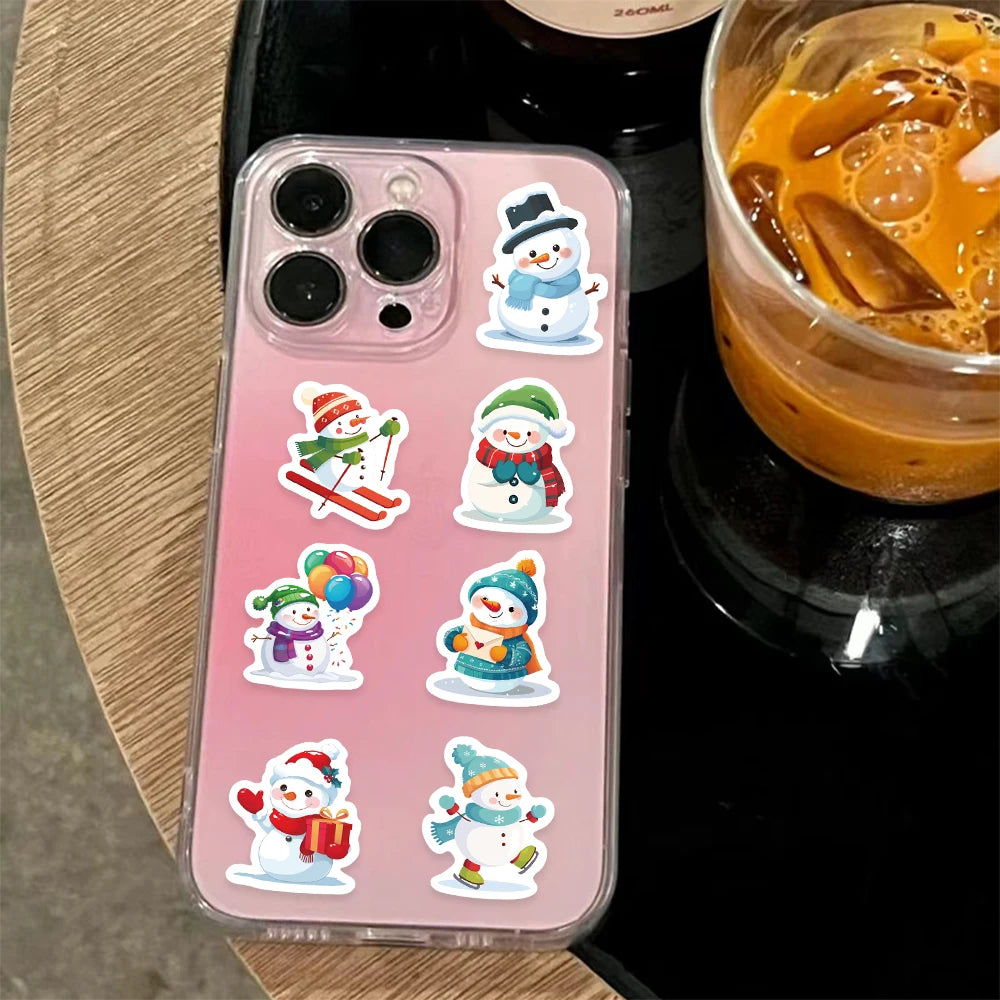 500PCS Christmas Snowman Stickers Small Pattern Decoration DIY Bags, Tablets, Skateboards, Motorcycles, Water Cups, Toy Stickers
