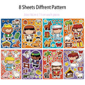 8PCS Angel Building Blocks Assembly Puzzle Stickers Cartoon Creative Fun Puzzle Account Materials Tablet Waterproof Stickers