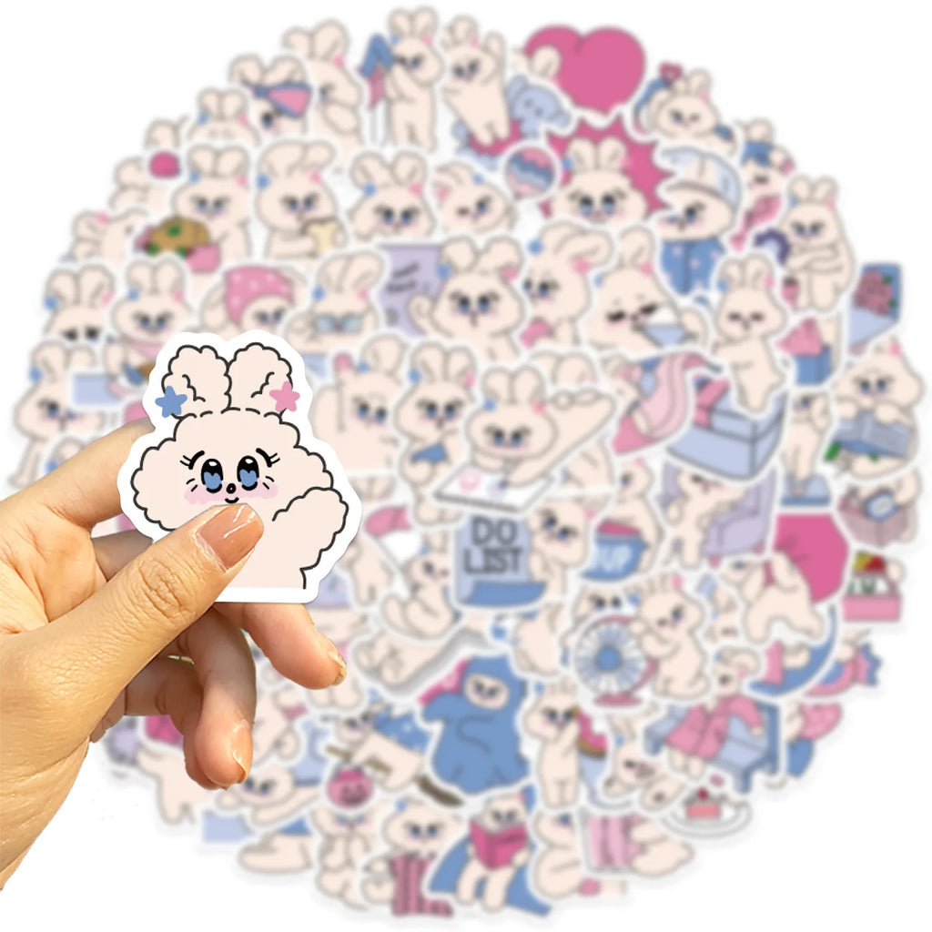 90/180PCS Cute Candy Rabbit Graffiti Stickers Guitar Notebook Luggage DIY Waterproof Stationery Pen Holder Stickers