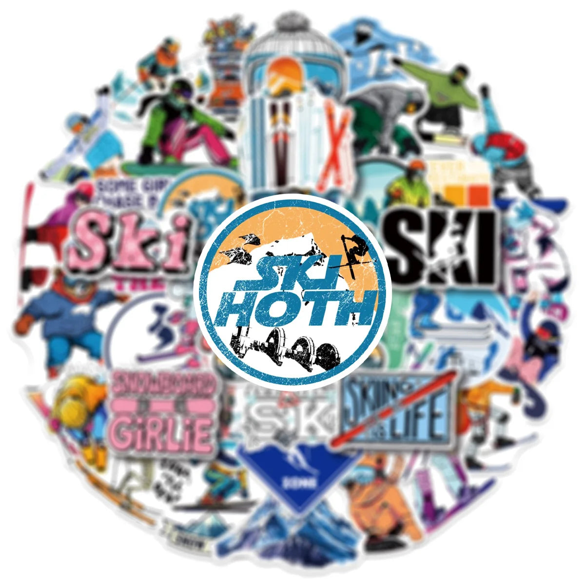 50/100PCS Cartoon Ski Graffiti Stickers  Sports Creative Luggage Stickers Waterproof Stationery Stickers