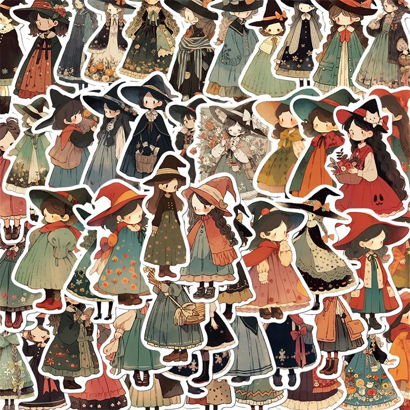 10/30/50PCS Cartoon Q Witch PVC Sticker Aesthetic Children's Korean Decoration Scrapbooking Stationery School Supplies for Kids