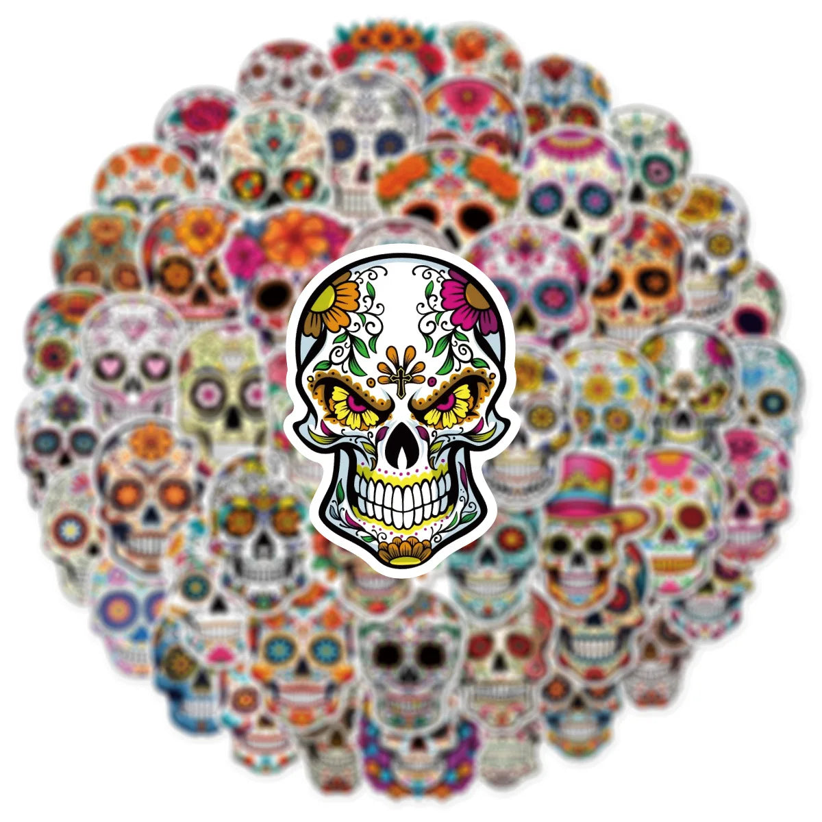 50/100PCS Skull Face Graffiti Stickers Travel Box Stickers Notebook Skateboarding Guitar Helmet Stickers