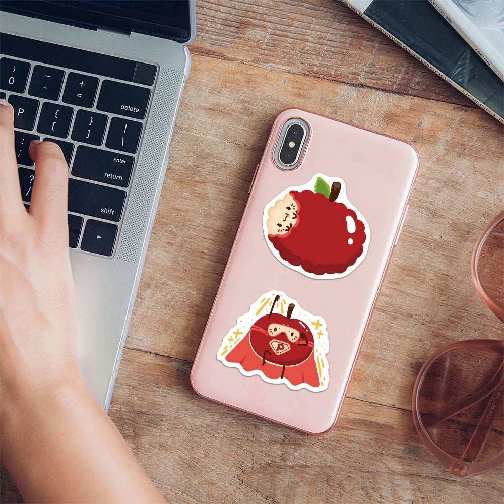 50PCS Cartoon Apple Paradise Fun Stickers DIY Manual Speaker Decoration Luggage Notebook Water Cup Label Waterproof Stickers