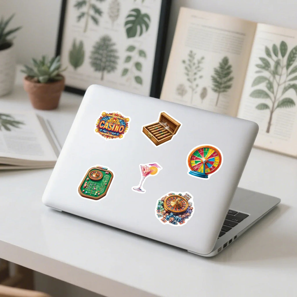 50/100 Pcs Cartoon Casino Props Colorful Doodle Stickers DIY Game for Laptop Phone Suitcase File Holder Removable Decals