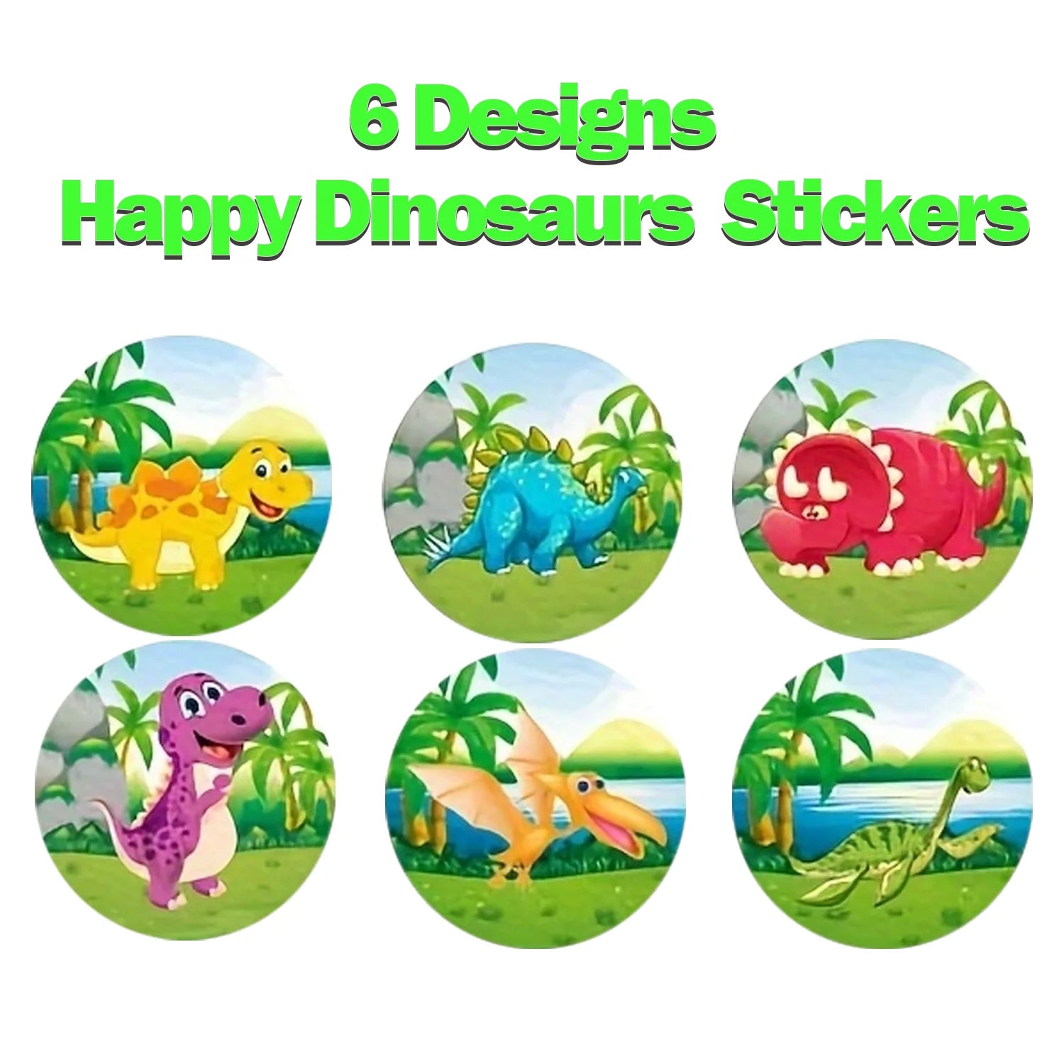 1R(500pcs) 2.5cm/1'' Dinosaur Animals Cartoon Stickers for kids school teacher Classroom Reward Encouragement Home Decor Labels