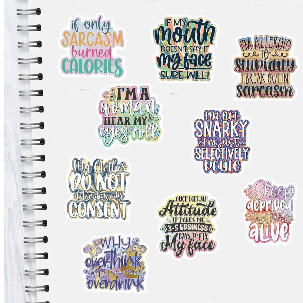 50PCS Sarcastic Stickers Kawaii Notebook Mysterious Laptop Luggage Guitar Scrapbooking Phone Waterproof PVC Phone Sticker  ﻿
