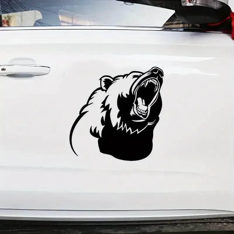 1pc Roaring Bear Head Car Sticker For Laptop, Water Bottle, Car, Truck, Van, Wall, Motorcycle, Car Accessories