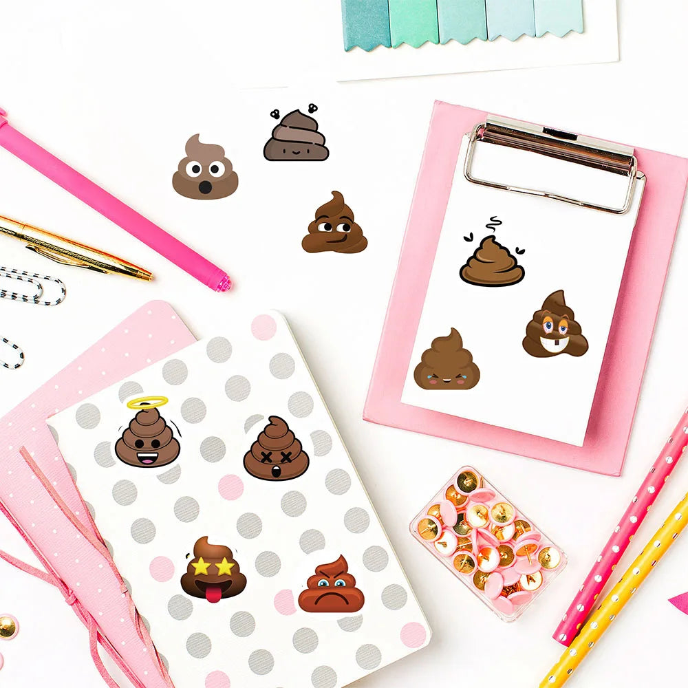 500PCS Cute Fun Poop Roll Stickers Phone Aesthetics Graffiti Wall Laptop Luggage DIY Graffiti Graffiti Waterproof Wall Sticker ﻿